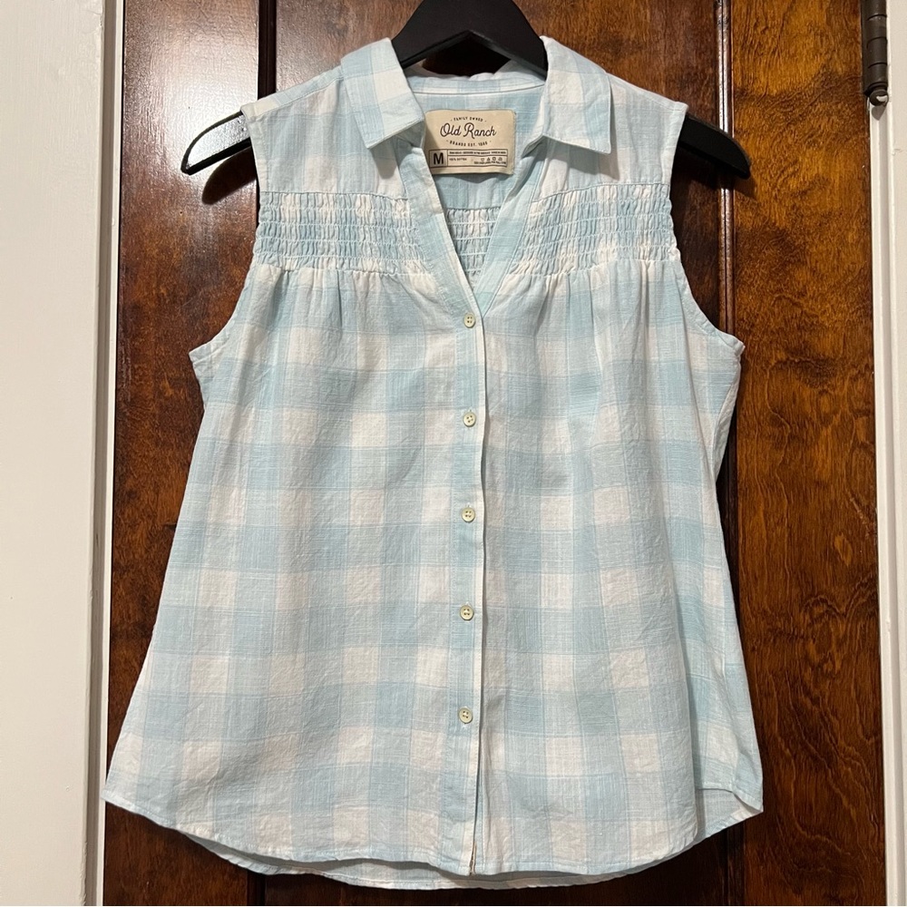 Blue/white plaid tank - M
